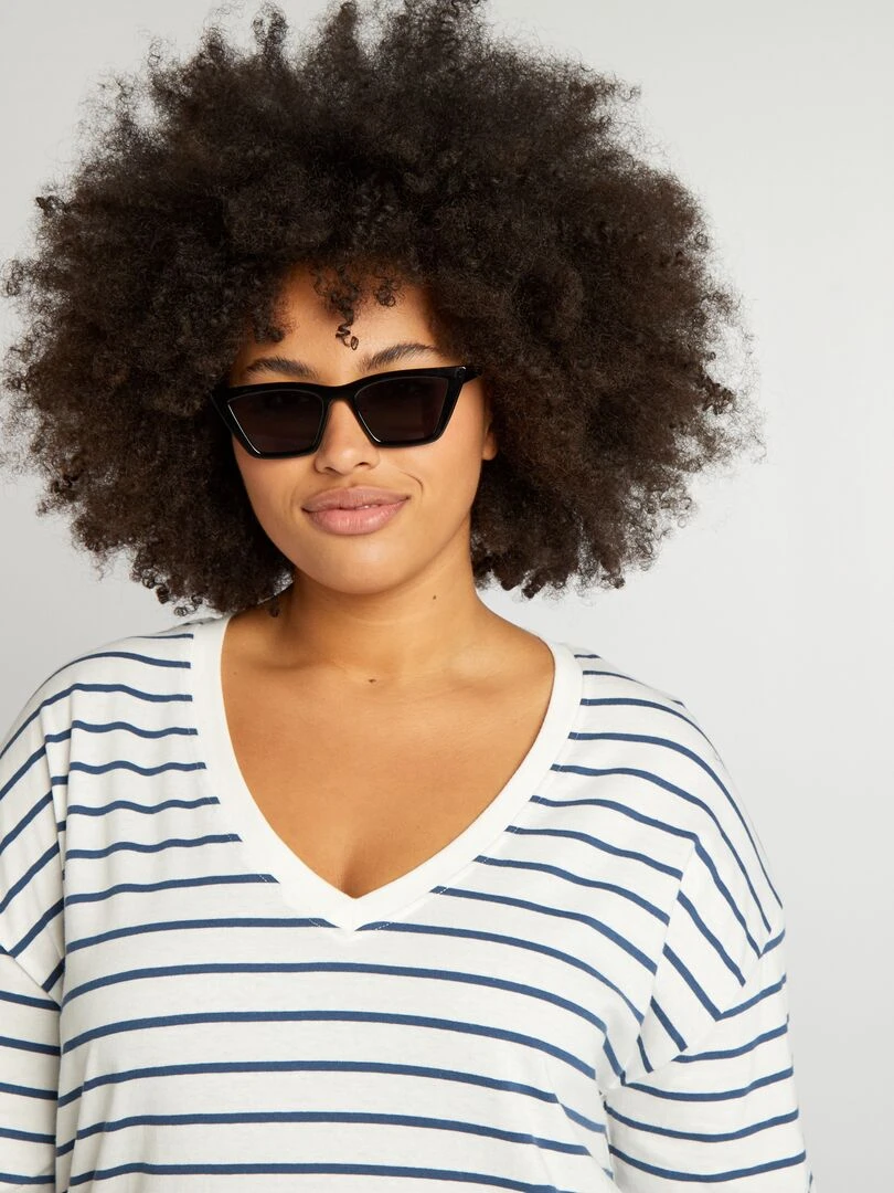 Robe tee shirt large   Blanc/marine