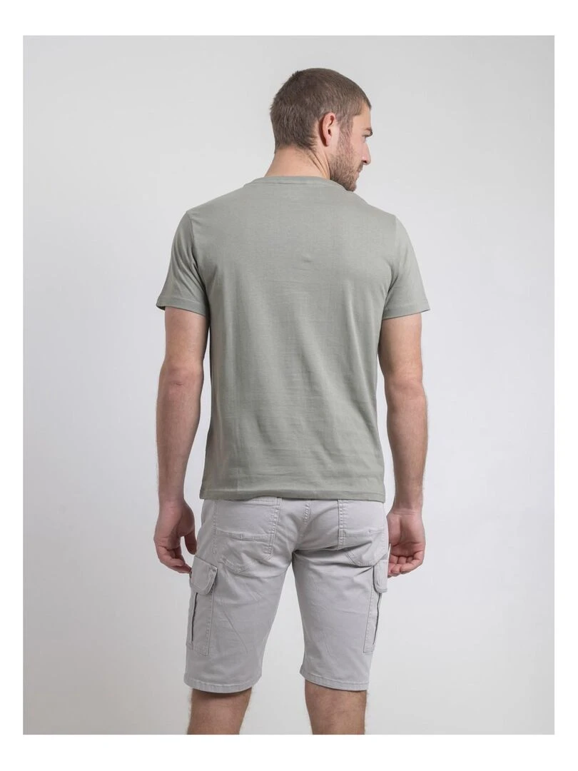 T shirt col rond pur coton NAPAMIEL   Kaki