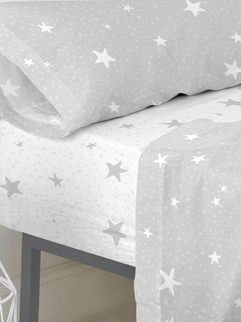 Drap housse Little star "Happyfriday"   Gris