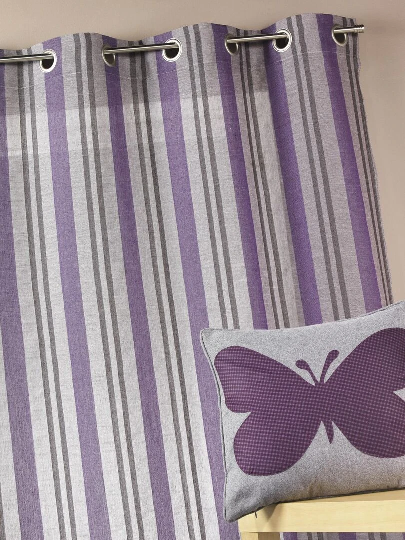 Voilage en étamine rayée verticale Violet prune