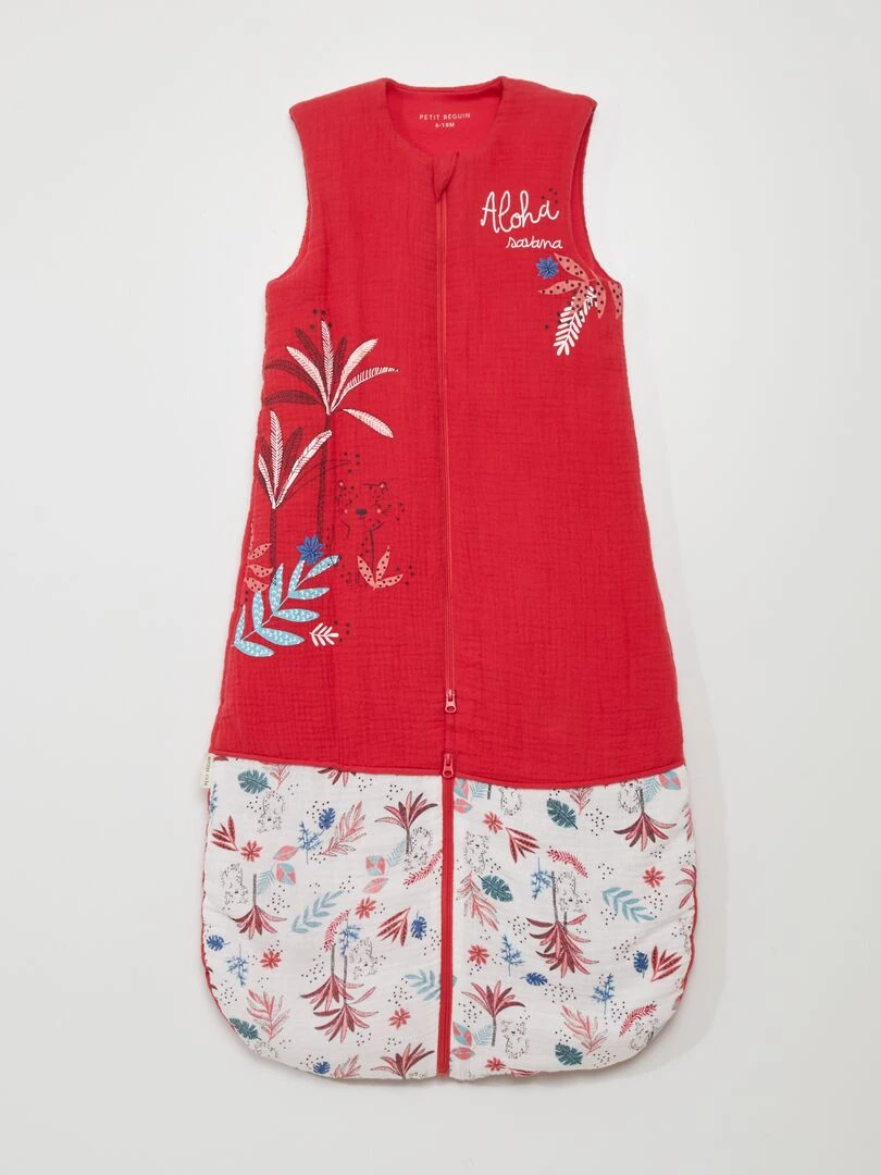 Gigoteuse en gaze de coton 'Petit Béguin' TOG 2 Rouge/blanc
