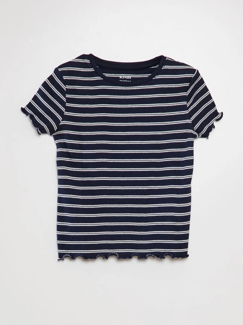 T shirt manches courtes rayées BLEU