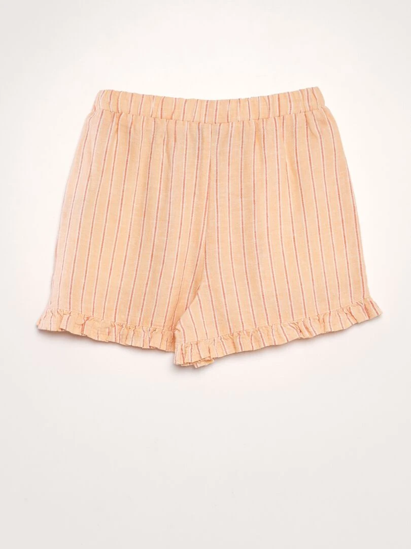 Short en lin à bords volantés Corail
