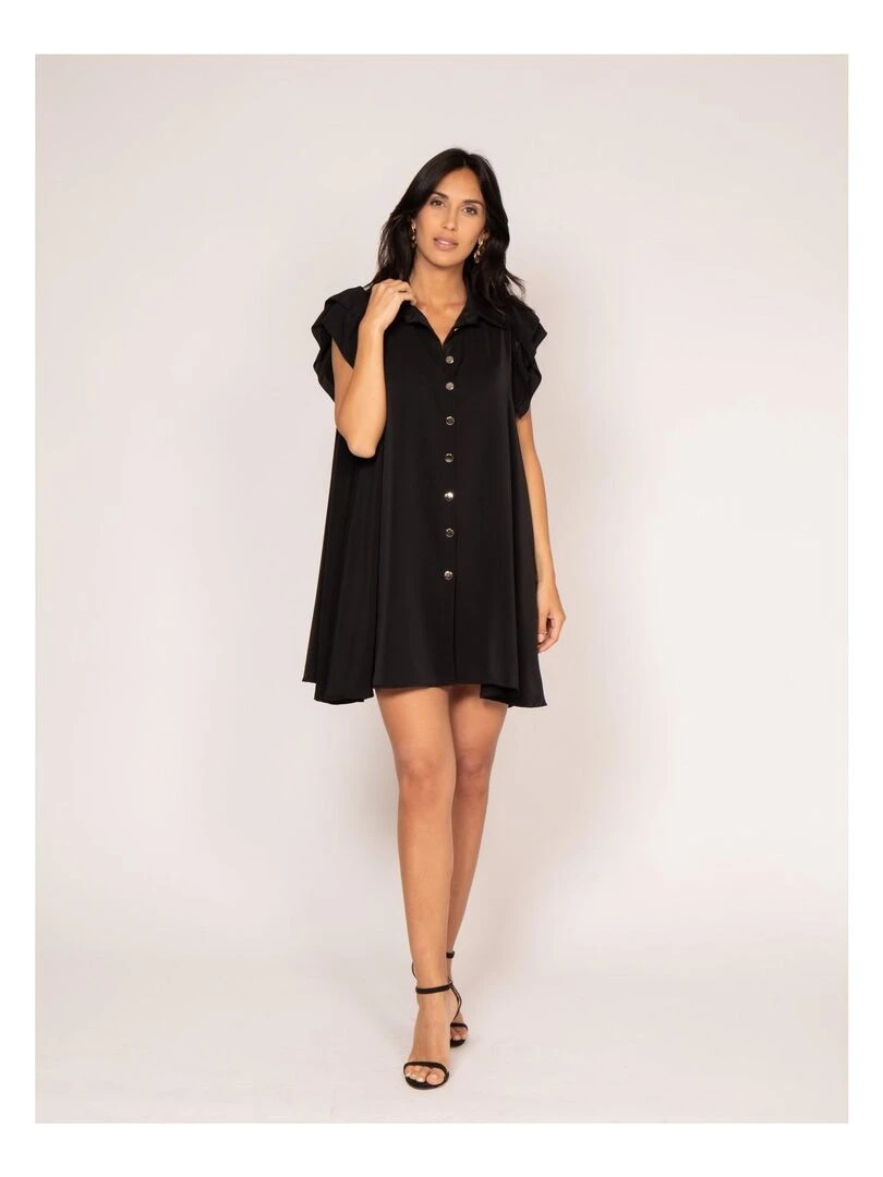Robe courte boutonnée ILLISA Noir