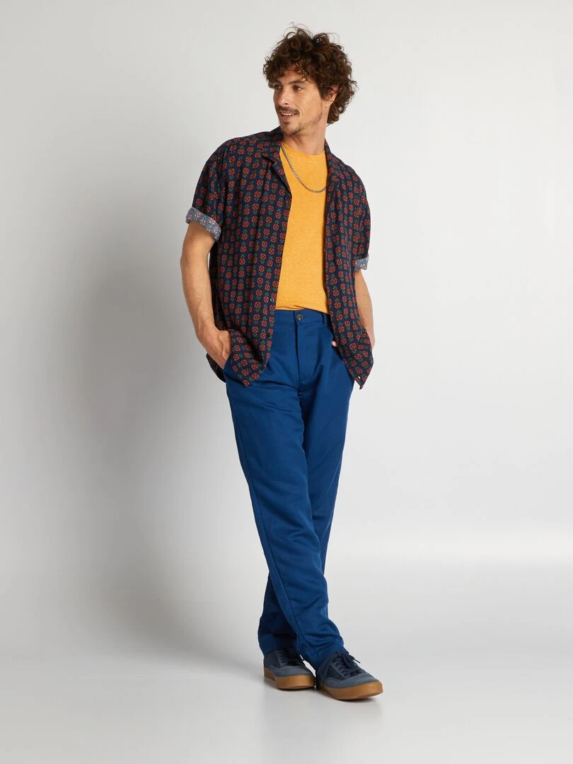 Pantalon chino en lin Bleu