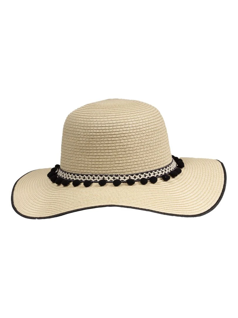 Chapeau Femme Capeline pompons noirs Noir Noir