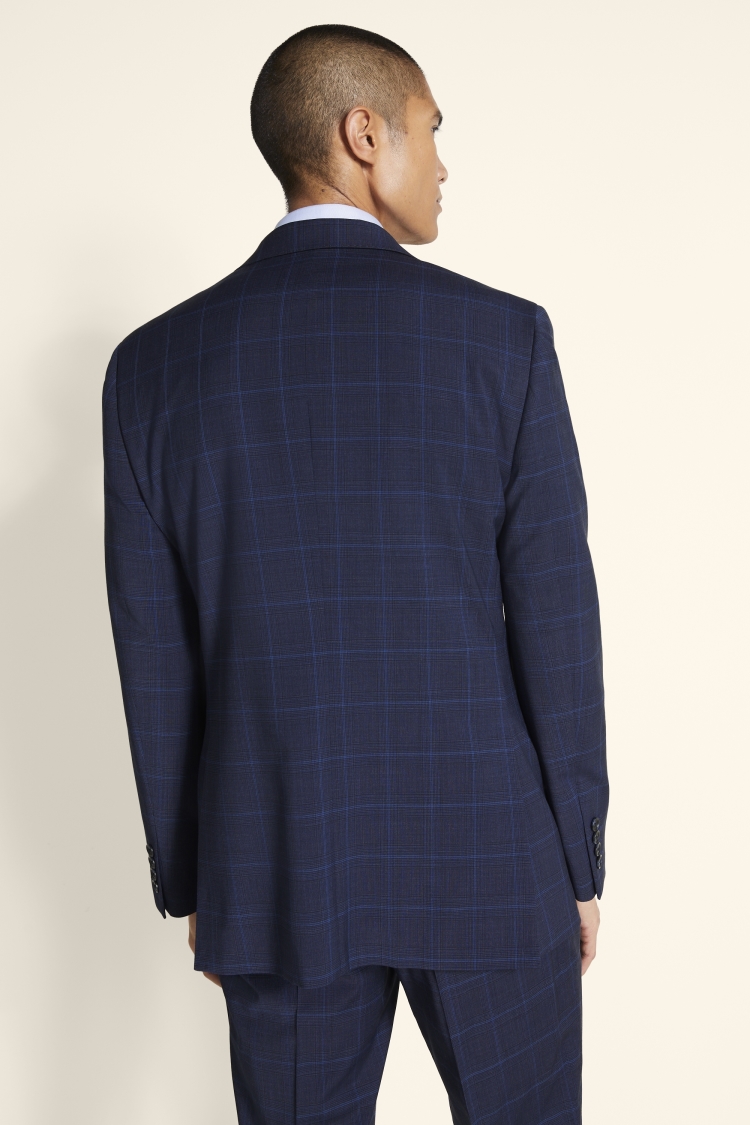 Tailored Fit Blue Check Stretch Jacket   Buy Online at Moss