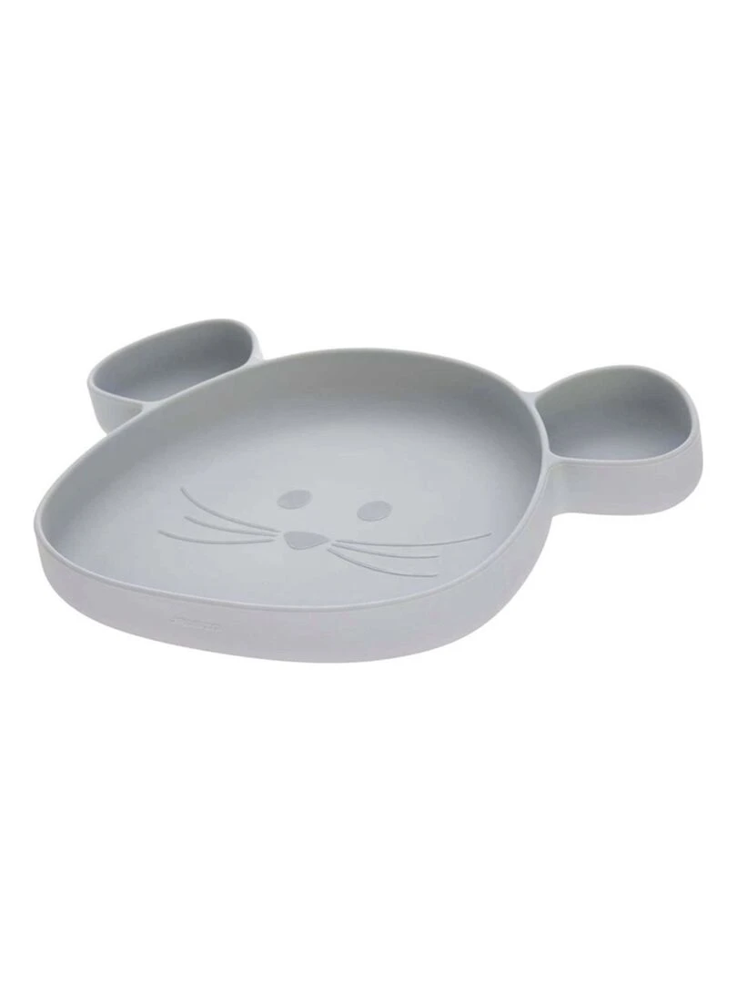 Assiette à compartiments ventousée en silicone Gris Gris