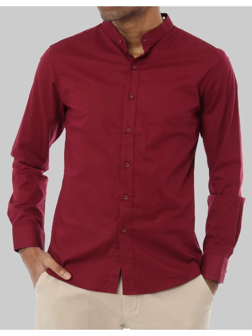 Chemise Col Mao Kebello Bordeaux