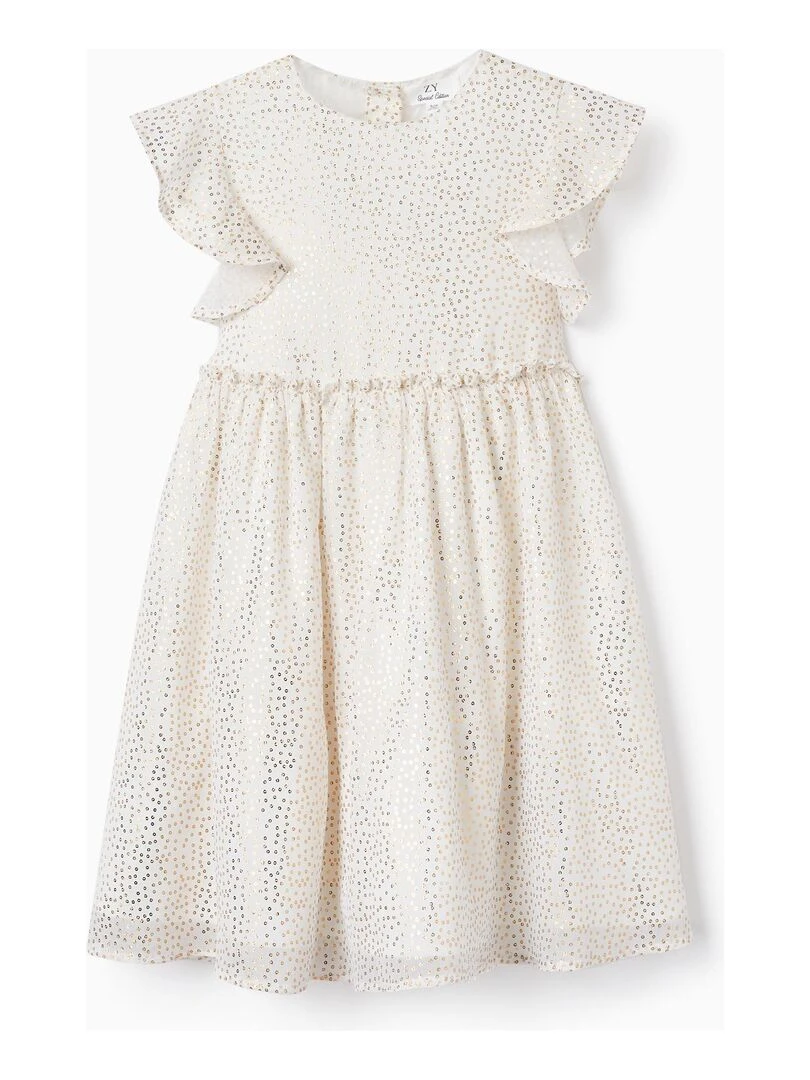 Robe de Cérémonie pour Fille manches courtes LETS PARTY Blanc