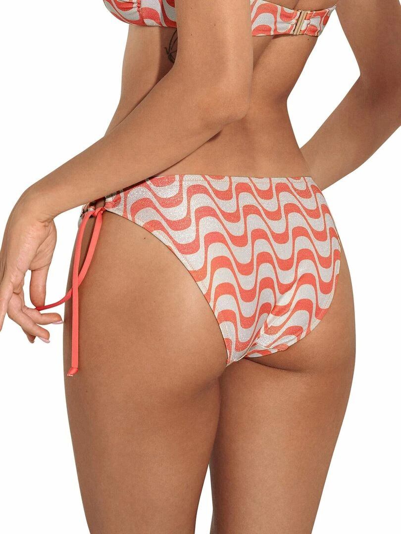 Bas maillot slip de bain taille basse à nouettes Iceland Orange