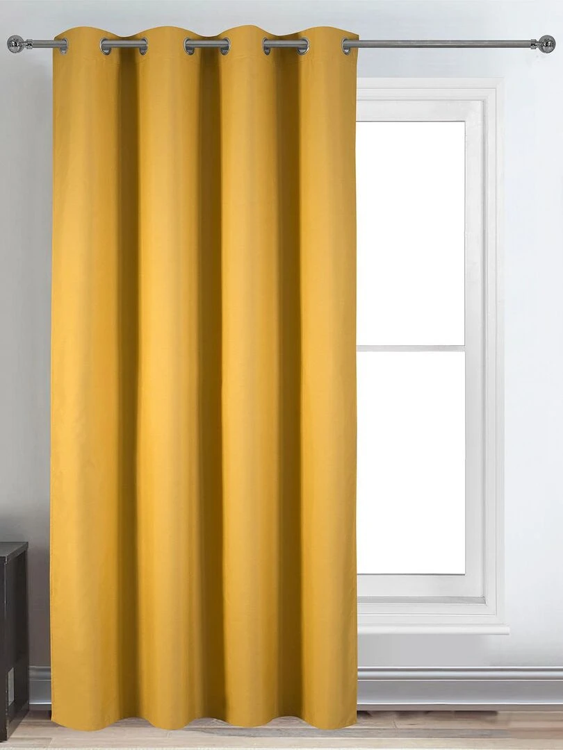 Rideau déco uni occultant et thermique Jaune moutarde