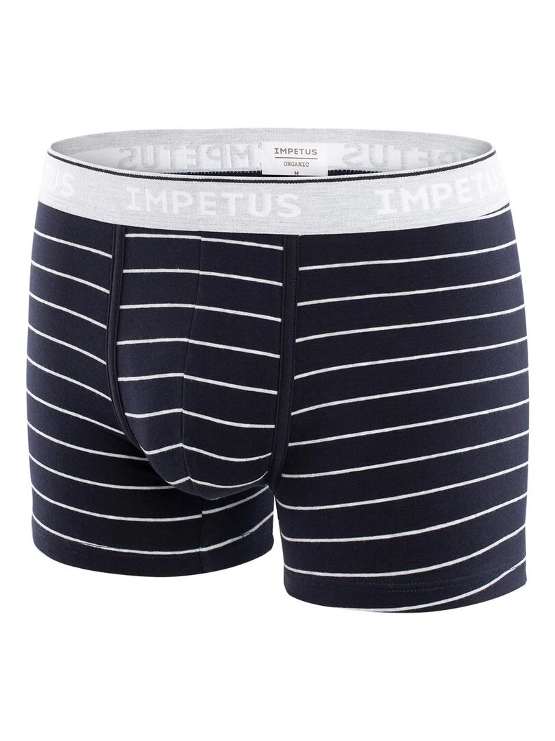 Boxer rayé en coton bio Cotton Organic   Bleu