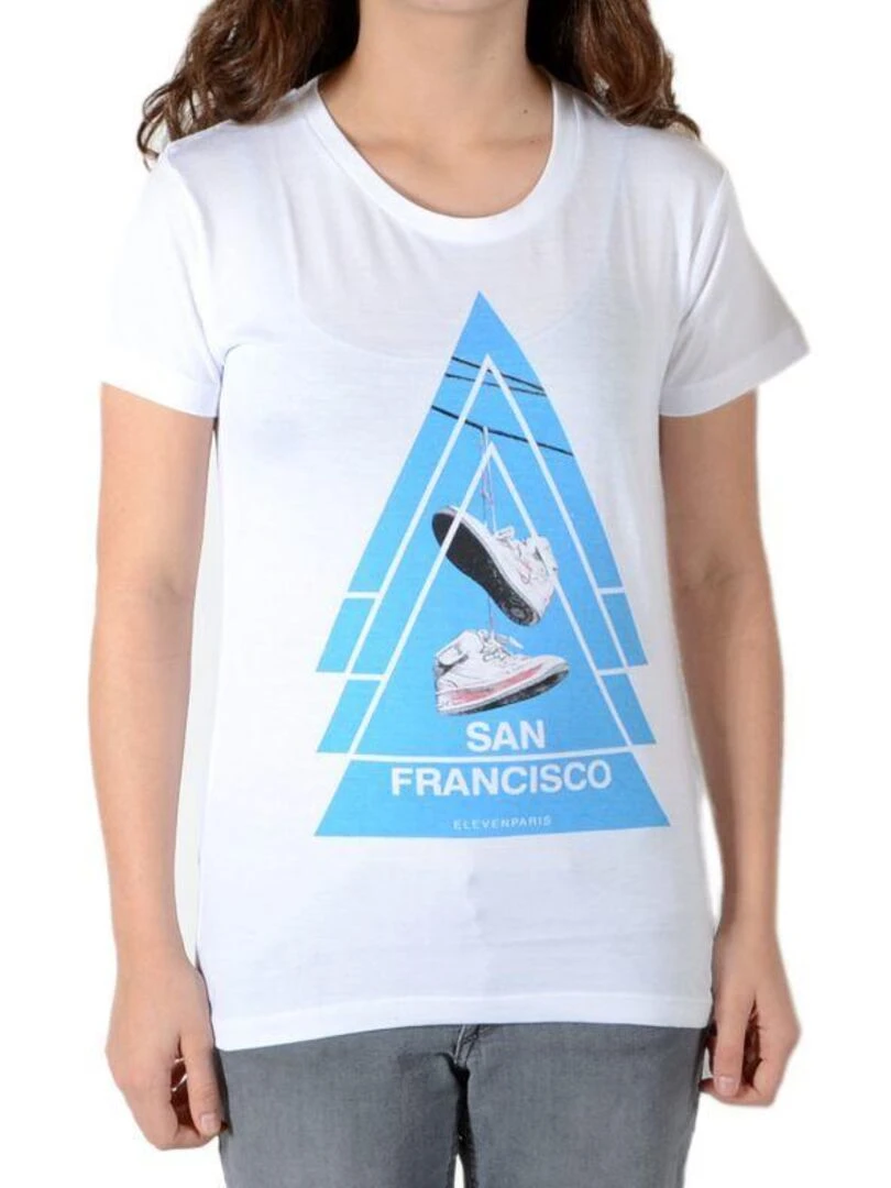 Tee Shirt Little Eleven Paris SF SS Mixte garçon  fille  Blanc   Blanc
