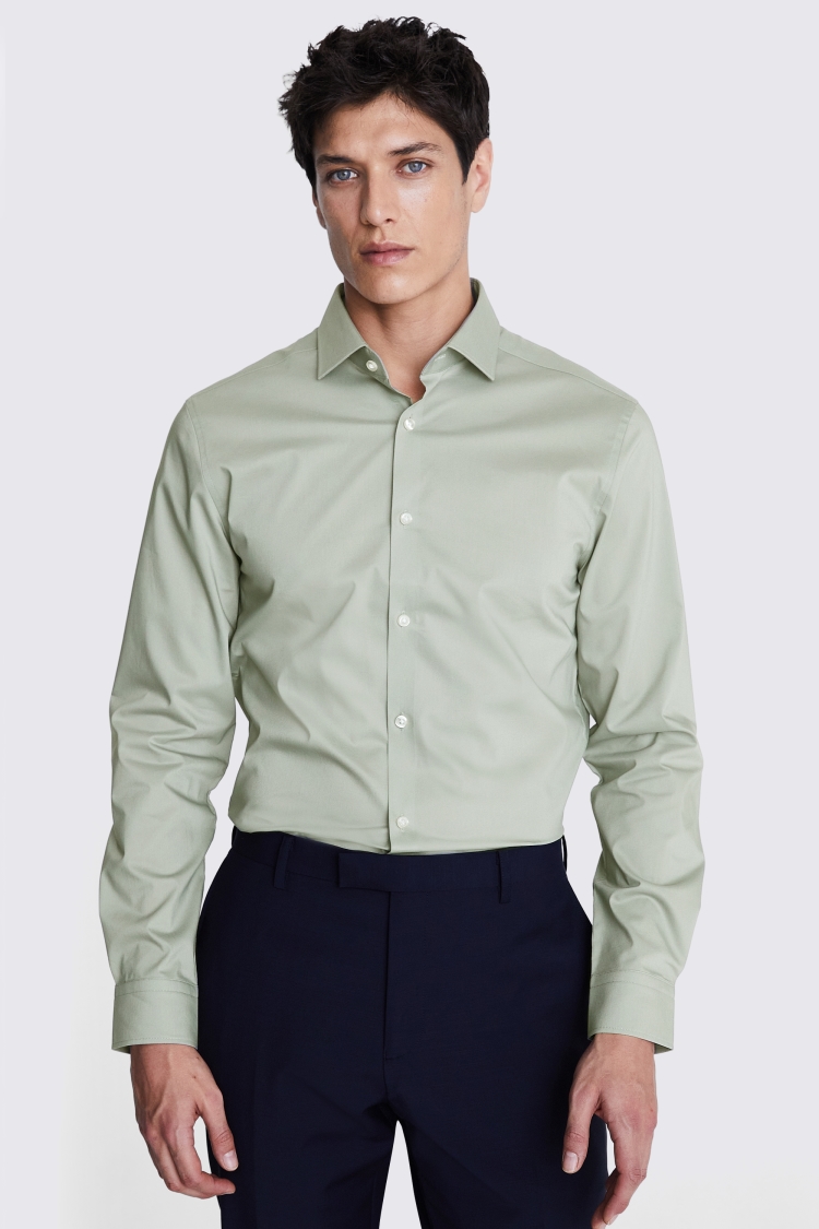 Slim Fit Sage Green Stretch Shirt Buy Online at Moss