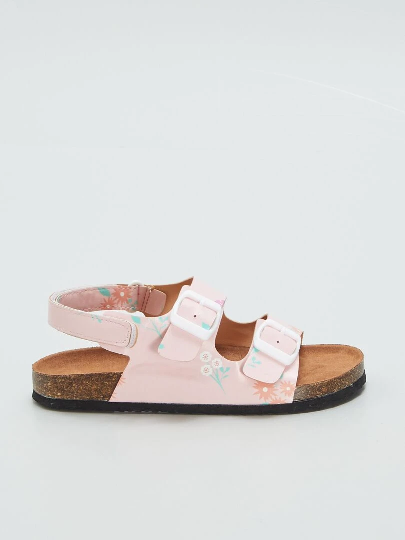 Mules avec scratchs aux chevilles Rose