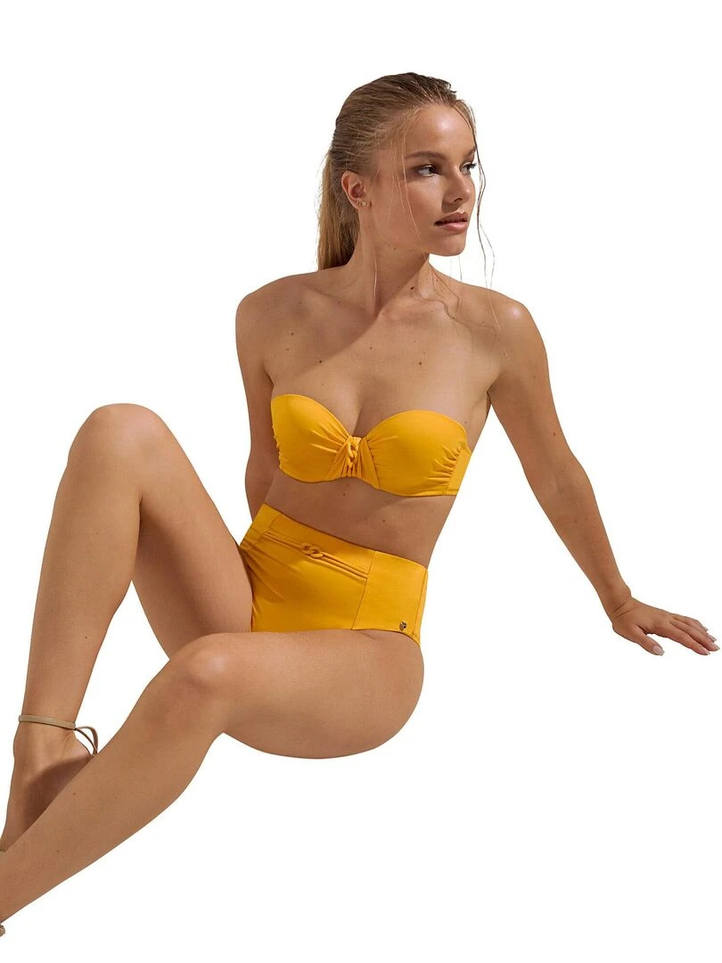 Bas maillot slip de bain échancré taille haute Palma   Jaune