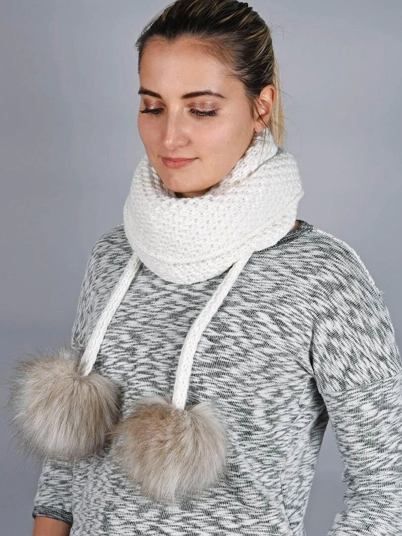 Ensemble Echarpe Bonnet Layra   Made in UE   Blanc