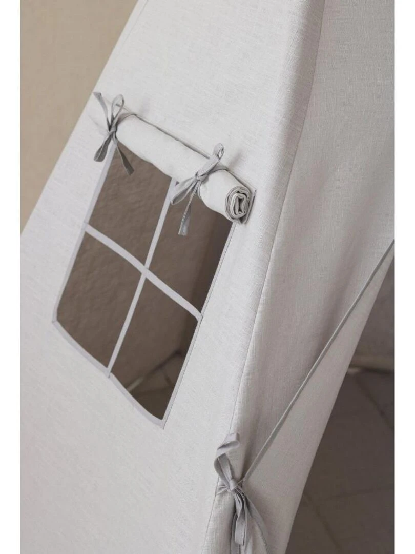 Tente Tipi Gris Pigeon Lin Naturel   Moi Mili   N/A