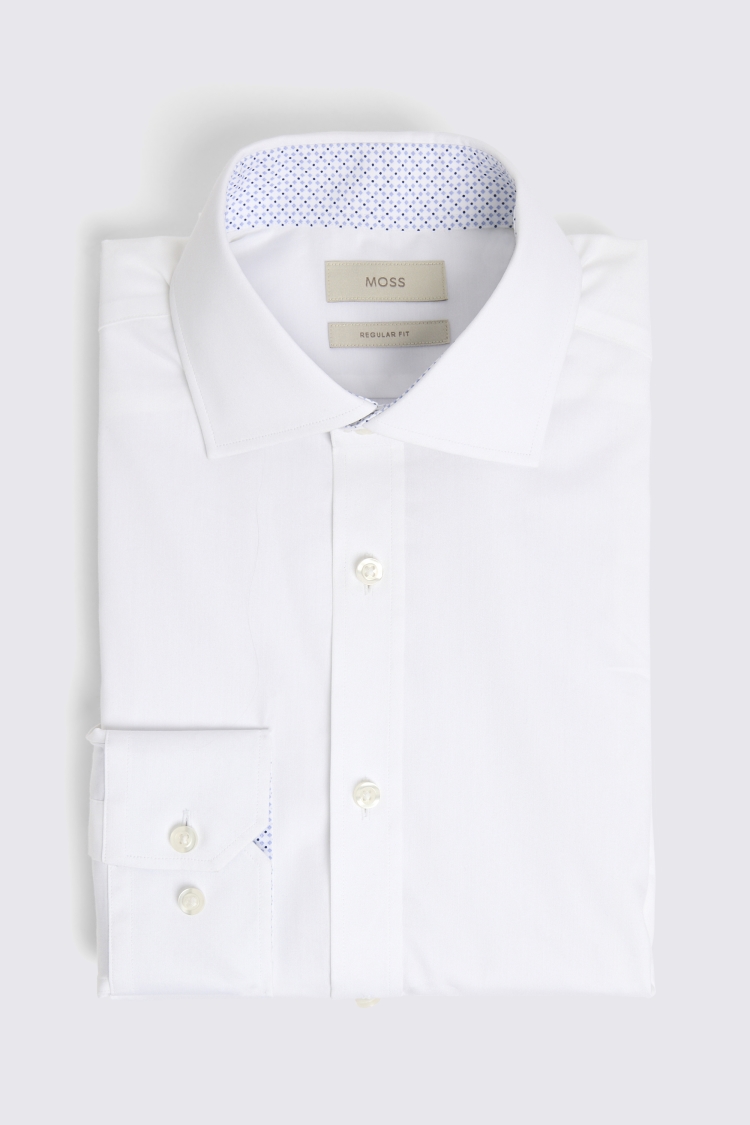 Slim Fit White Pinpoint Oxford Contrast Non Iron Shirt    Buy Online at Moss