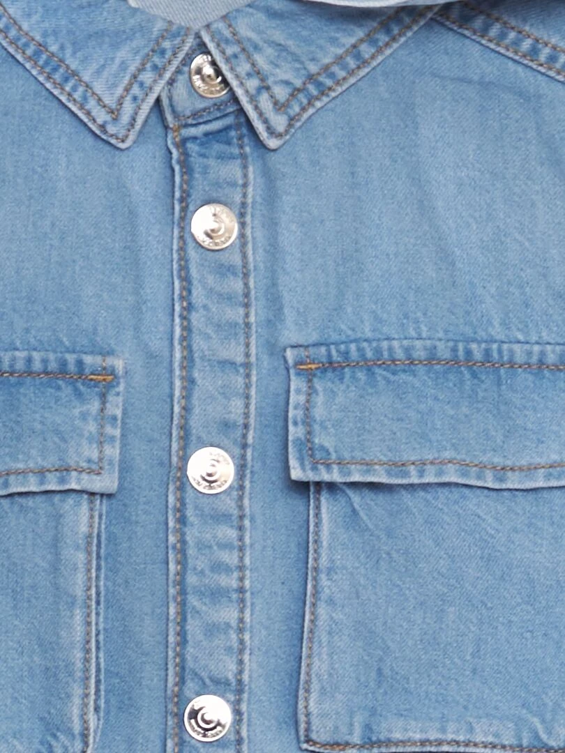 Chemise denim à capuche Bleu