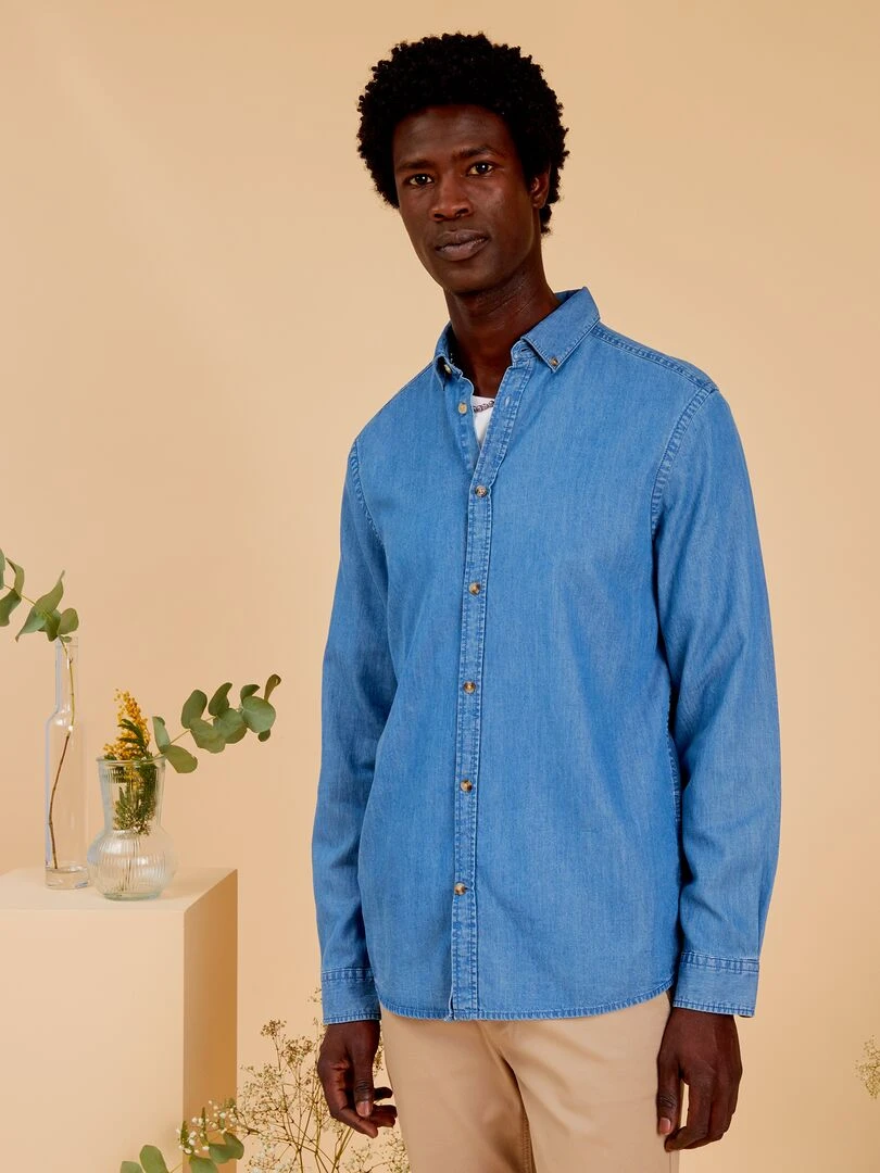Chemise en denim toucher doux   Bleu