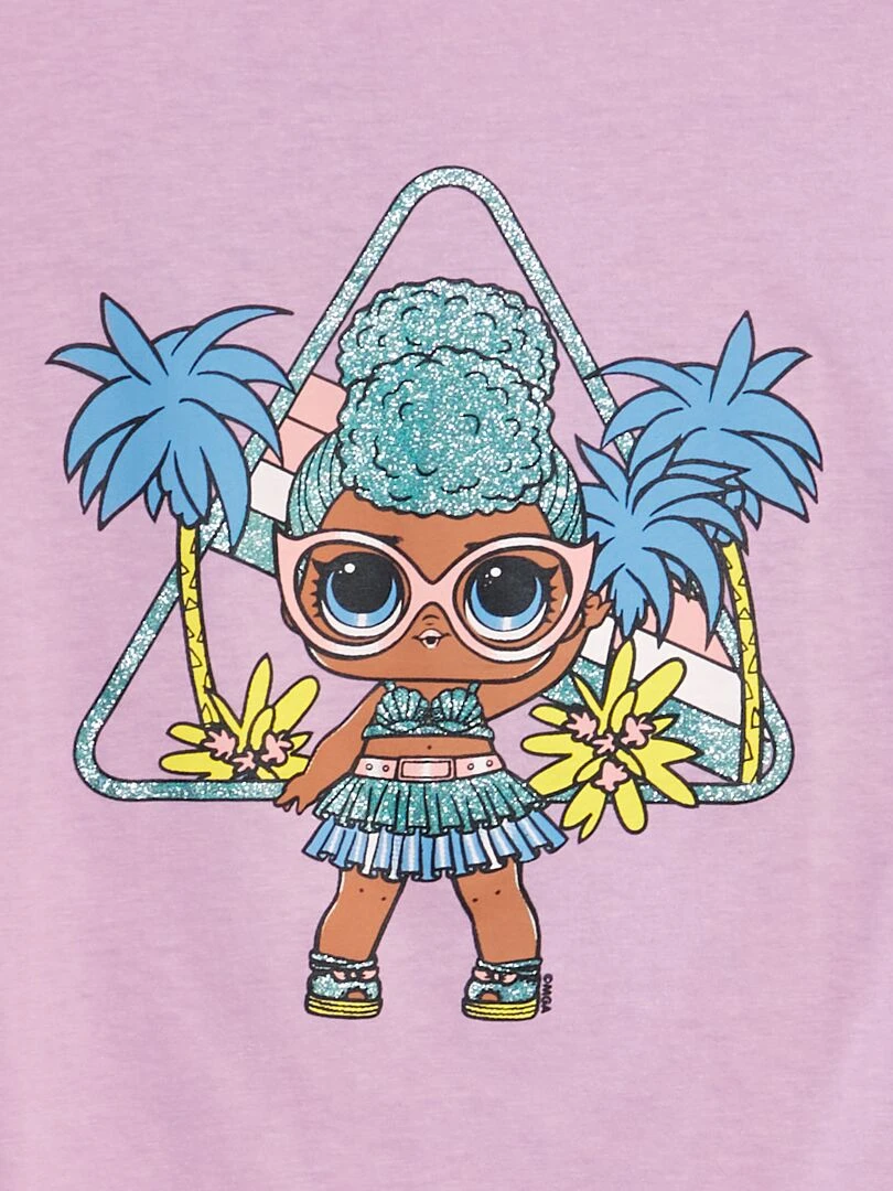 T shirt fantaisie à paillettes 'Lol' Mauve
