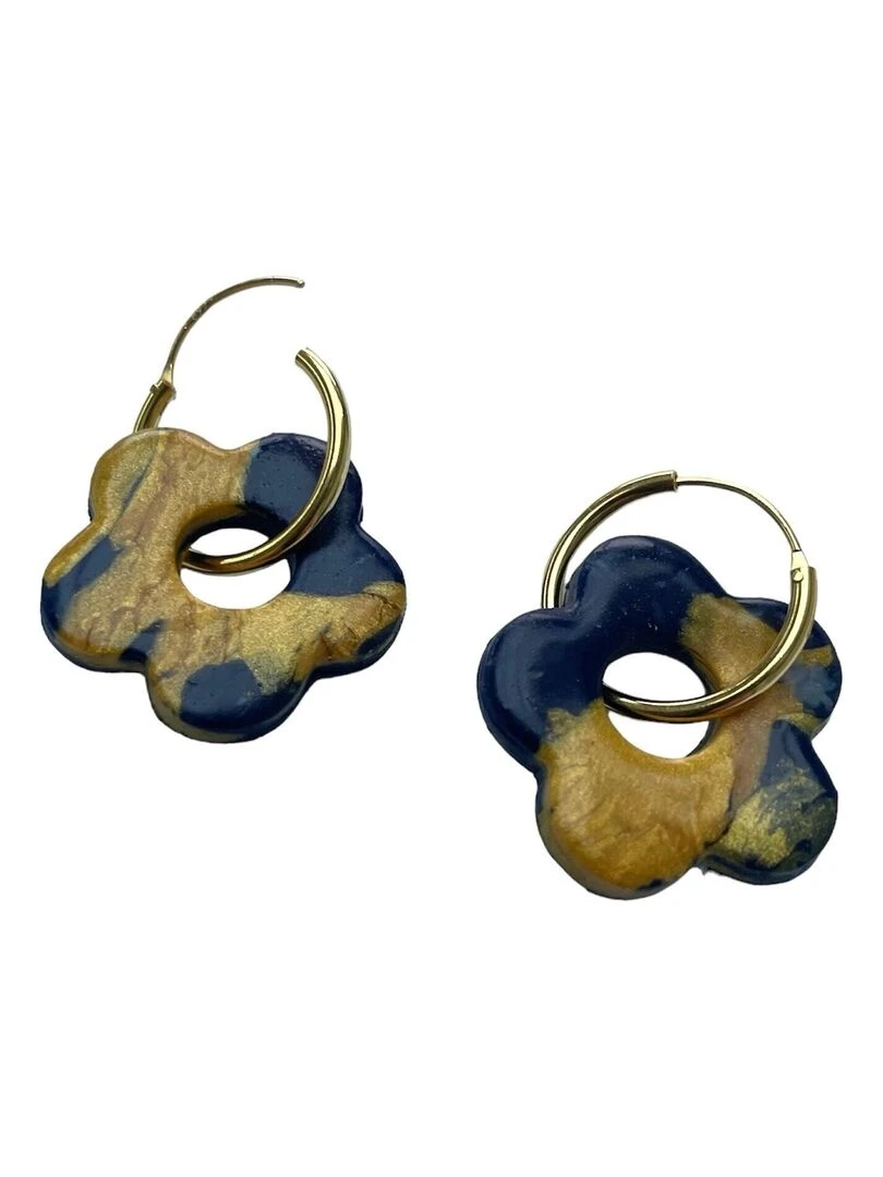 Boucles d'oreille créole artisanat  Bijoucolor   Bleu