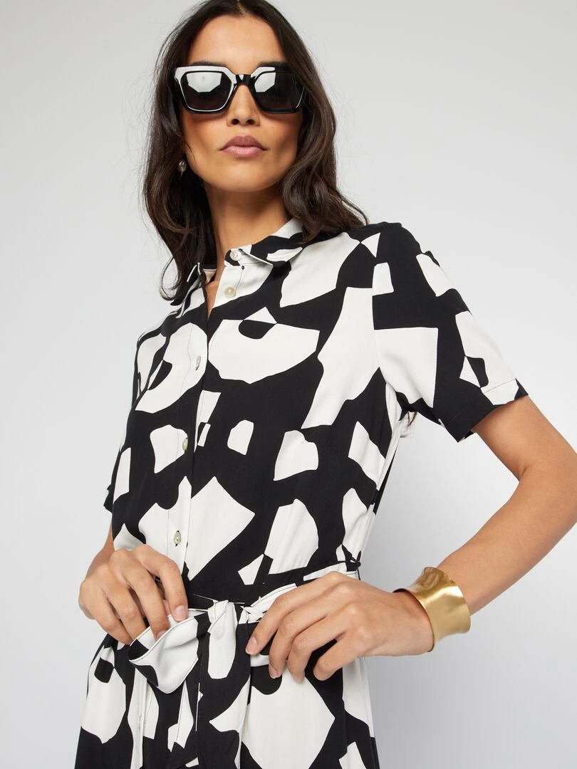 Robe chemise en popeline Noir