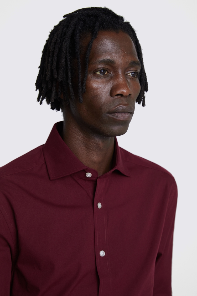 Tailored Fit Burgundy Poplin Shirt Buy Online at Moss