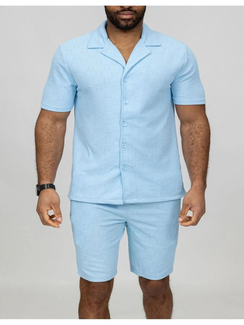 Ensemble Short Chemise Kebello Bleu ciel