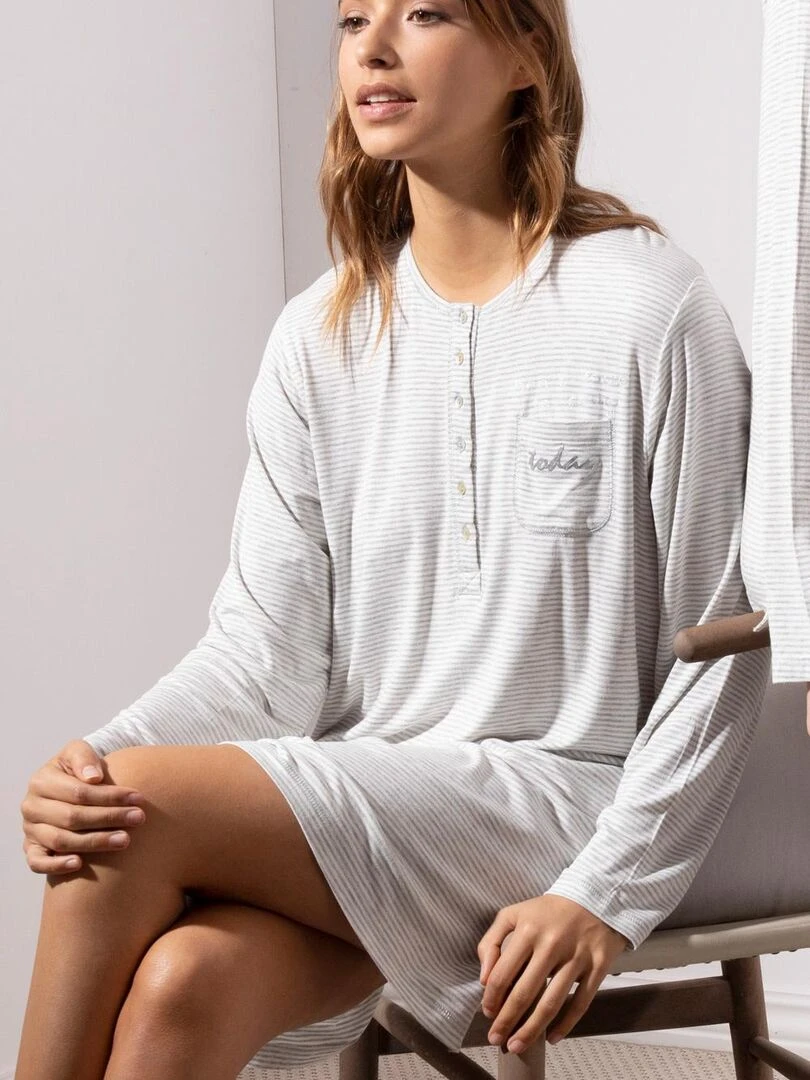 Chemise de nuit Do Not Forget To Smile gris   Gris