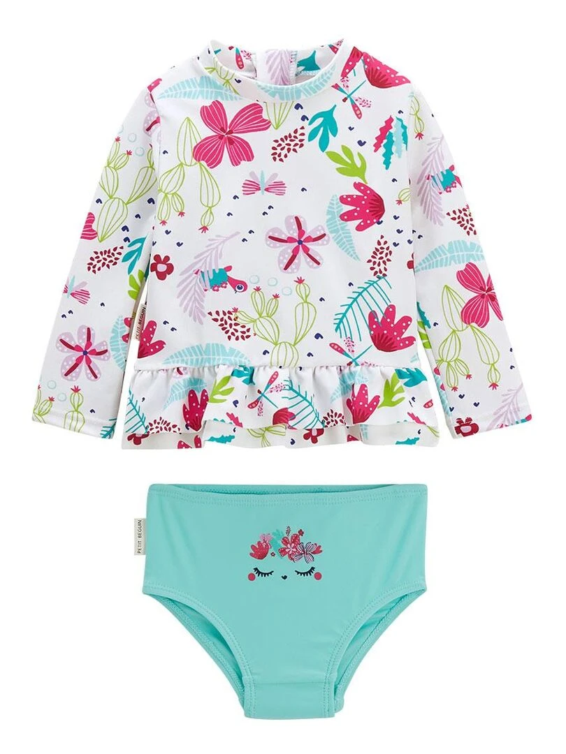 Maillot de bain enfant 2 pièces t shirt de protection UV & culotte Tropic Coco Bleu