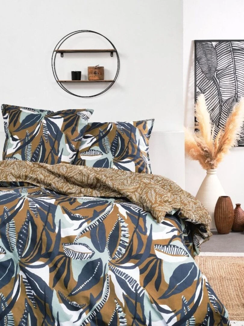 Housse de couette Sunshine 11.29 + taie(s) 100% coton 57 fils Marron