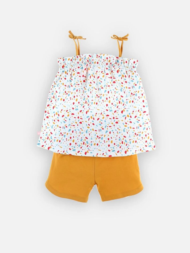 Pyjama 2 pièces court en jersey  jaune/écru   Noukie's   Blanc