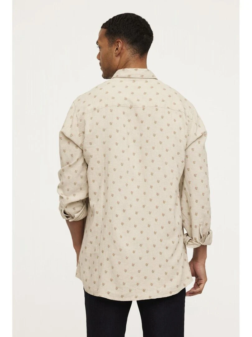 Lee Cooper   Chemise manches longues lin comfort DASFO   Beige argile