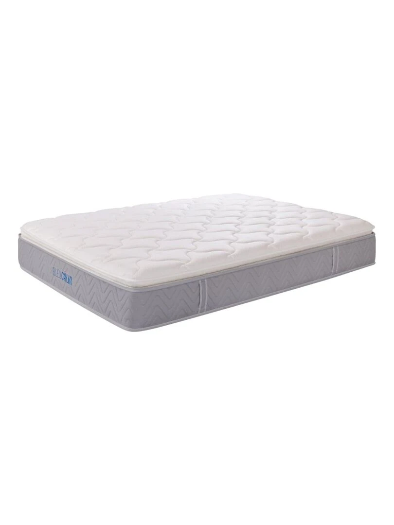 Bleu Câlin Matelas ressorts ensachés mousse mémoire de forme et 7 zones de confort L'Ideal Premium Blanc