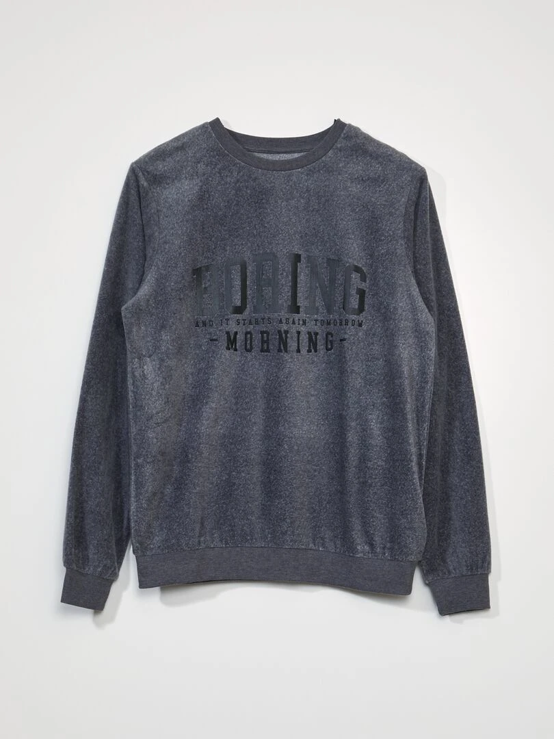 Pyjama long polaire   2 pièces   Gris