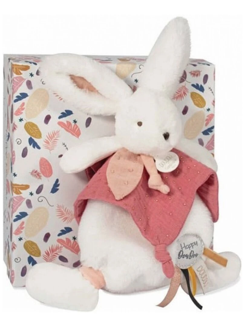 Doudou plat avec coffret lapin corail Happy Boho N/A