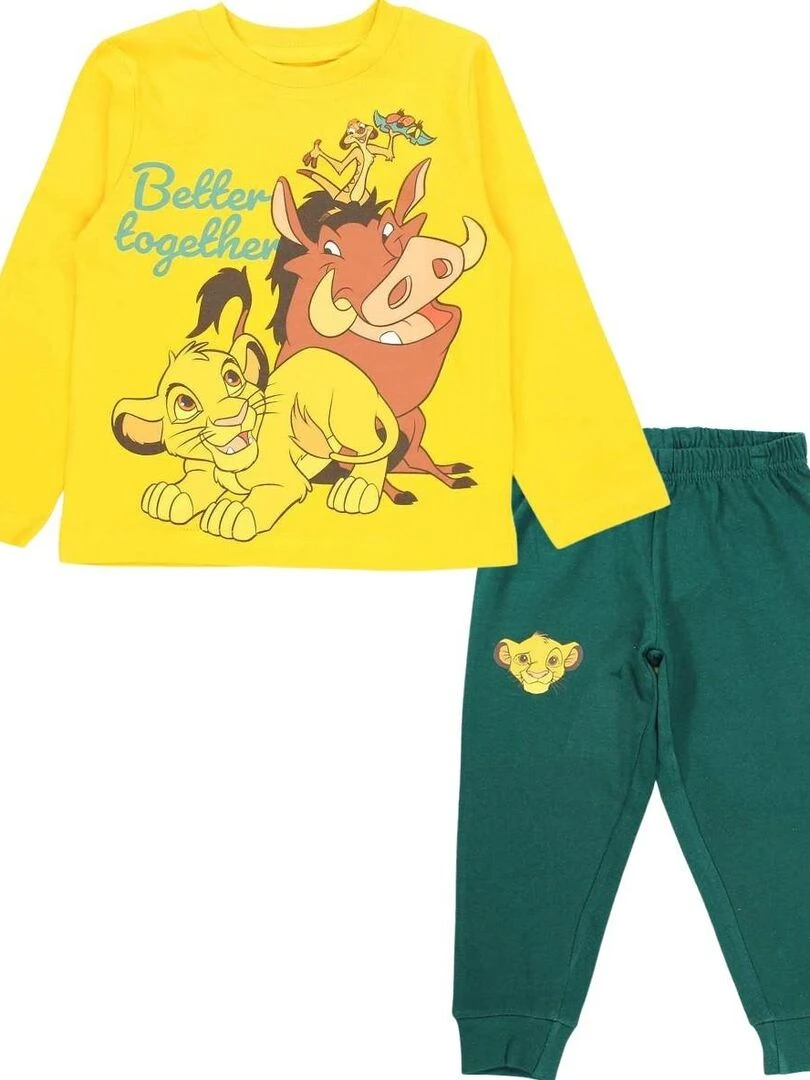 Disney Pyjama garçon imprimé Le Roi Lion en coton Jaune