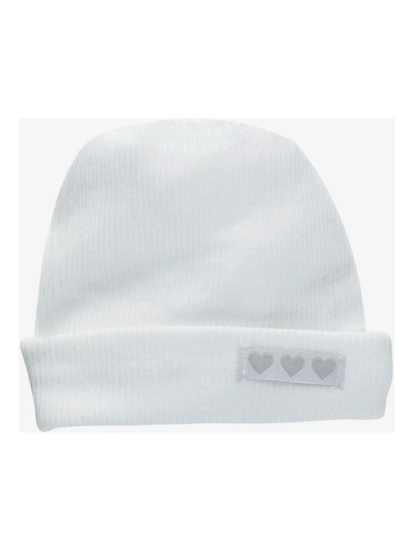 Bonnet de naissance en coton blanc Blanc