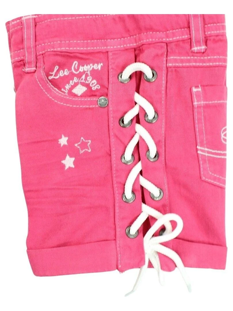 Lee Cooper   Short fille imprimé logo en coton   Rose