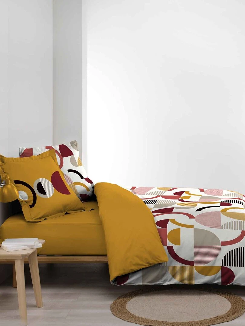 Parure housse couette Neo Line retro   Orange