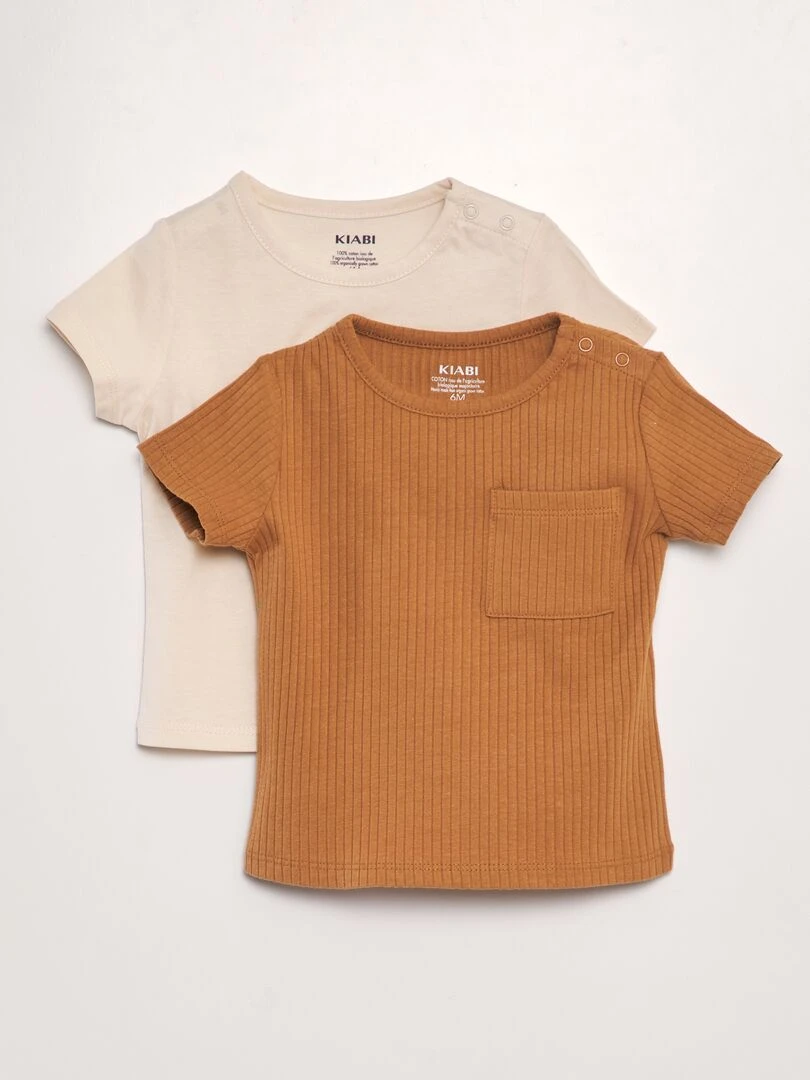 Lot de 2 t shirts unis Marron