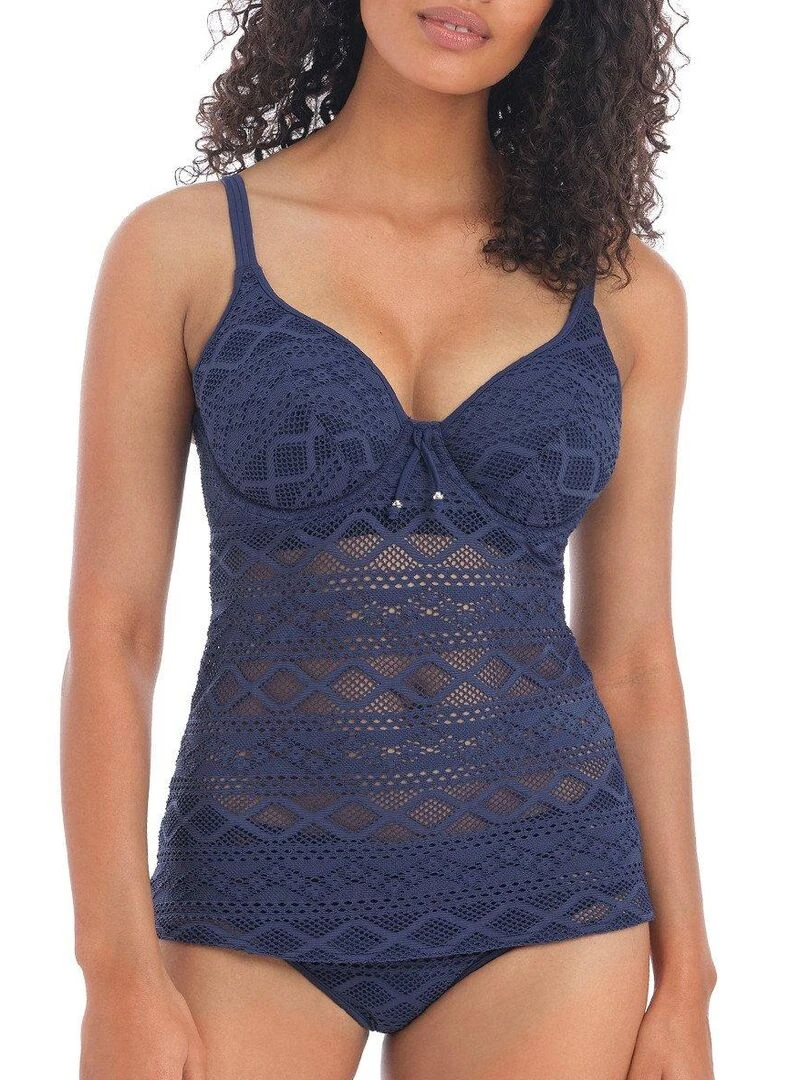 Haut de maillot tankini maille crochet à armatures Sundance Bleu
