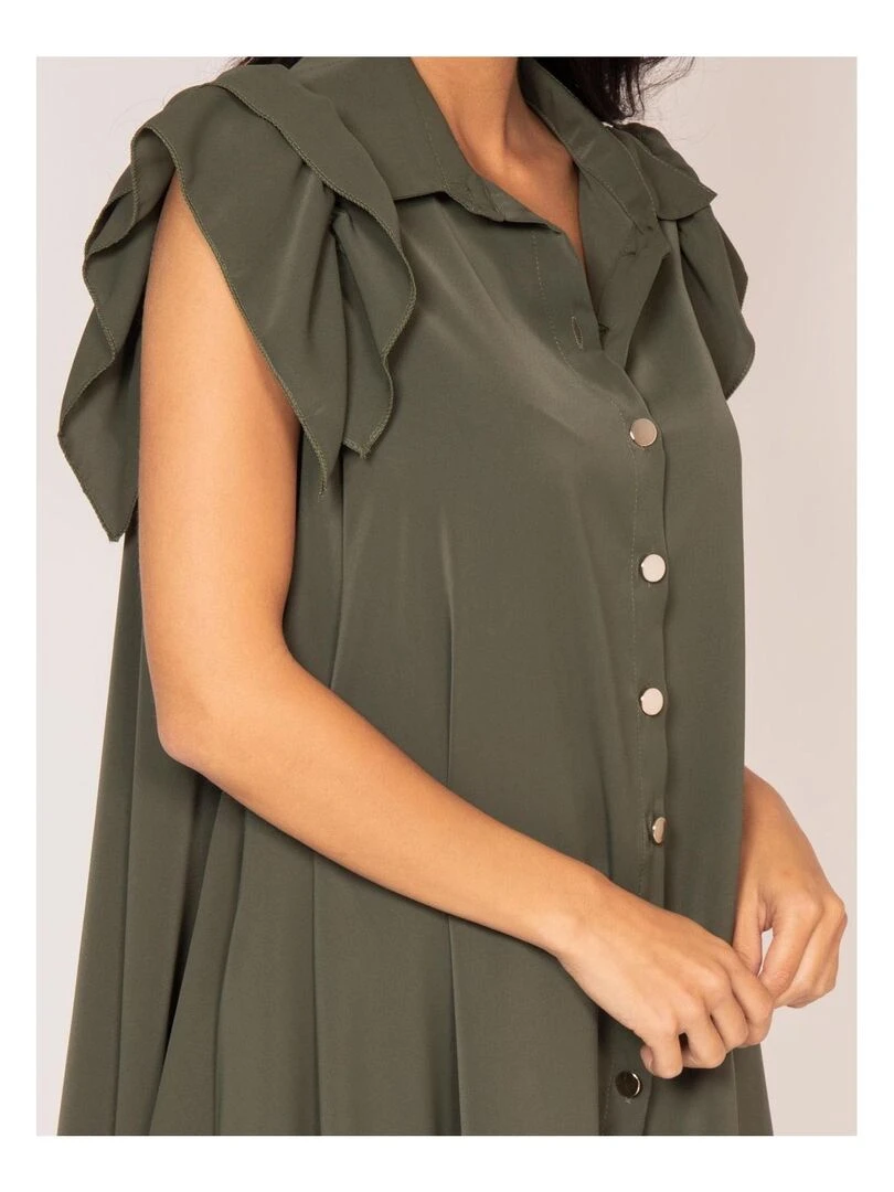 Robe courte boutonnée ILLISA   Kaki
