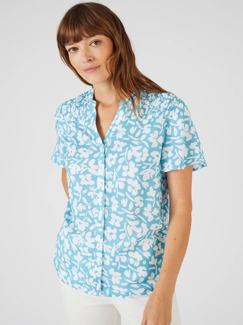 Chemisier à smocks Climatyl   Damart   Bleu