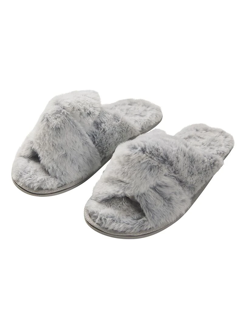 Chaussons plats bouts ouverts Complementos   Gris