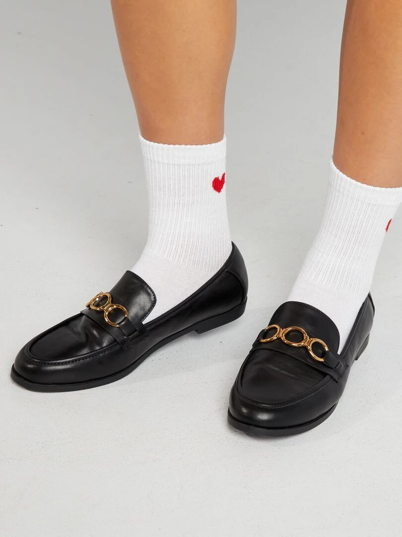 Mocassins avec chaîne dorée noir
