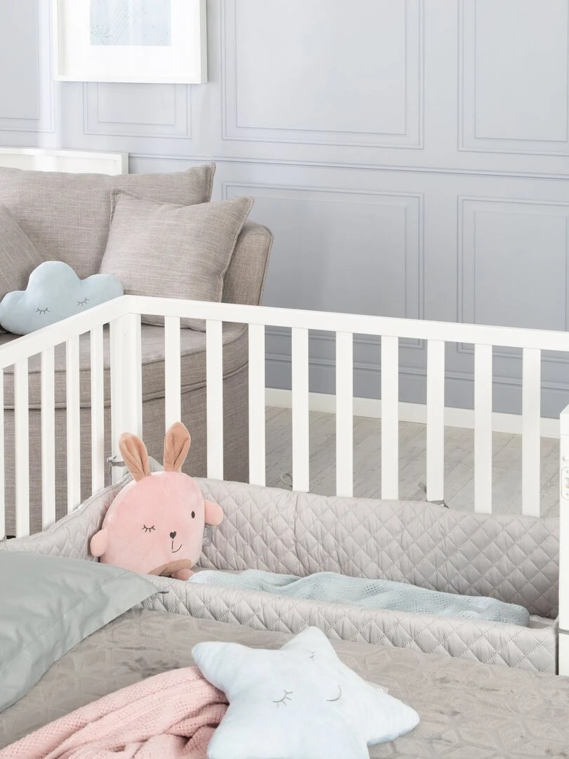 ROBA Lit Cododo "roba Style" 2en1 + Matelas + Tour + Barrière   Blanc   Blanc